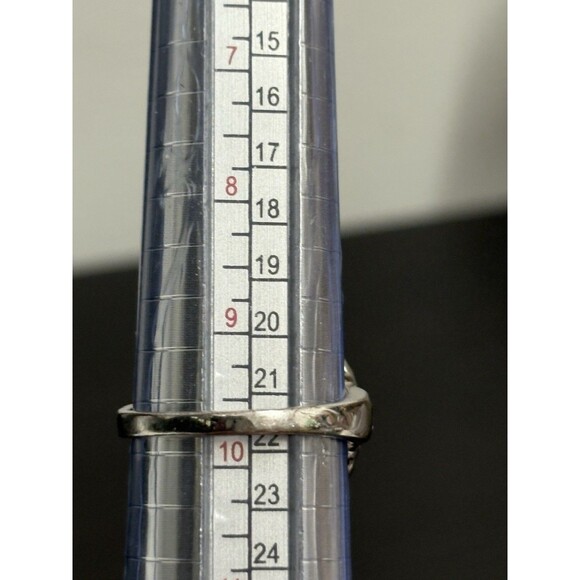 Faux Red Carnelian Stone On Silvertone Band Ring Costume Ring Size 9.75 - Picture 16 of 16